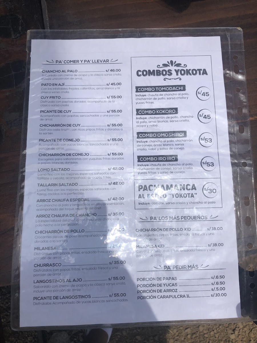 Menu Restaurante Campestre Yokota-1
